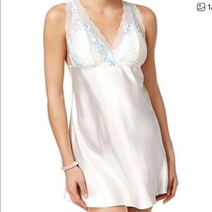FLORA NIKROOZ Chemise Satin and Blue Adore Lace XL Lingerie Bridal Slip